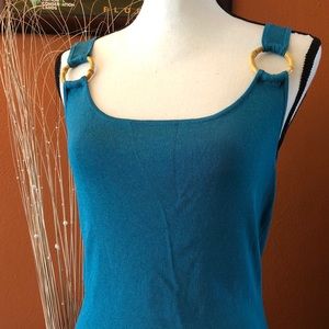 Beautiful turquoise and bamboo top- dressy & sexy!
